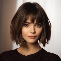 Layered Bob with Fringe Bubble Bob, Trendy Haircuts Medium, Chin Length Haircuts, Medium Haircuts, Shaggy Haircuts