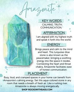 Amazonite Affirmation, Amazonite Crystal Meaning, Crystals For Peace, Amazonite Meaning, Turquoise Meaning, Raw Amazonite, Crystals Meanings, The Peacemaker, Honest Communication