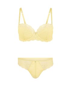 Perla Light Yellow Plus Contour Balconette, 38DD-46DDD | Adore Me Summer Full Cup Bra With Removable Pads, Summer Full Cup Padded Bra, Cheap Yellow Women's Intimates, Yellow Underwire Intimates, Luxury Balconette Intimates, Bra Friendly, Luxury Balconette Intimates With Built-in Bra, Yellow Stretch Top With Built-in Bra, Yellow Bra, Balconette Bra