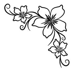 black and white flowers on a white background, flower, line art png and psd