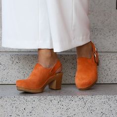 Leather Clogs by Kulikstyle Swedish Clogs Orange Leather Shoes Wooden Platform Shoes Women Clogs - Etsy Platform Shoes Women, Swedish Clogs, Clogs And Mules, Clogs Style, Wooden Clogs, Slingback Shoes, Leather Clogs, Orange Leather, Clogs Shoes