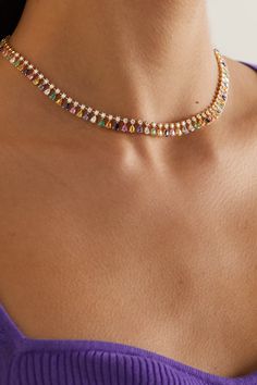 ANITA KO 18-karat gold multi-stone necklace | NET-A-PORTER Necklaces Gold With Stones, Jewellery Choker Necklace, Almas Necklace, Net A Porter Gold Necklace, Latest Necklace Design, Ruby Jewelry Necklaces, Choker Style Necklace, Stone Choker, Anita Ko