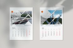 two wall calendars with photos on them