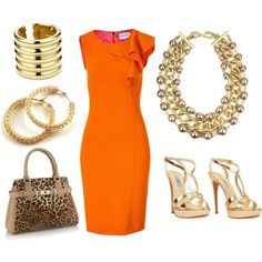 "Orange" by calista1275 on Polyvore Jewelry With Orange Dress, Suede Dress Outfit, Orange Dress Outfit, Orange Dress Outfits, Orange Formal Dresses, Pencil Dress Outfit, Tangerine Dress, How I Wish