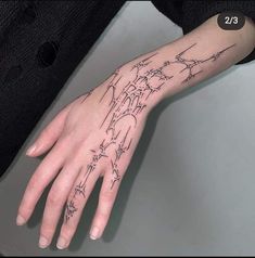 a woman's hand with tattoos on it