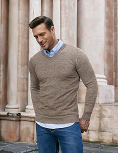 Expertly crafted for maximum comfort and style, our Men's Soft Knit V Neck Long Sleeve Sweater is the perfect addition to any wardrobe. Made from high-quality materials, it offers a soft and cozy fit while the long sleeves and v-neck design provide a classic and timeless look. Elevate your fashion game with this versatile sweater. 100% Polyester Care instructions Dry Clean Only About this item Soft Fabric --- The men's casual v neck sweater is made of high quality polyester, soft and lightweight Work Core Outfit Men, Shirt Under Sweater Outfit Men, Mens V Neck Sweater Outfits, Preaching Outfits, White V Neck Long Sleeve, Soul Winning, Mens Business Casual Outfits, Mens Business, Smart Casual Men