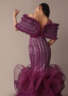 Fish Cut Gown, Couture Evening Dress, Fancy Dress Design, Western Wedding, Wedding Service, Bride Bridal, Gorgeous Design, Deep Purple, Fancy Dress