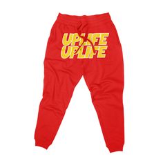 The unique stacked UpLife printed logo, spelled twice over each other with 3D puff material, sets these joggers apart from the rest. This bold design showcases your style and individuality, making you a trendsetter in any setting. Constructed from high-quality materials, our UpLife 2x 3D Puff Joggers offer superior comfort and durability. The soft, breathable fabric ensures that you can move freely while maintaining a fashionable edge. These joggers embody the essence of streetwear culture. Whet Sportswear Logo Print Bottoms For Streetwear, Athleisure Sweatpants With Logo Print For Streetwear, Athleisure Bottoms With Logo Print, Athleisure Bottoms With Logo Print For Loungewear, Athleisure Streetwear Pants With Logo Print, Athleisure Bottoms For Loungewear With Logo Print, Trendy Cotton Bottoms With Logo Print, Sporty Logo Print Joggers For Loungewear, Cotton Sweatpants With Logo Print For Streetwear