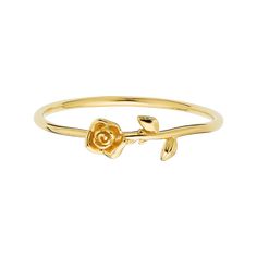 Simple 14kt Gold Rose Ring for Sale | La Kaiser Gold Rose Ring, Garland Ring, Daisy Garland, Strawberry Ring, Gold Video, Moon And Star Ring, Forever Rose, Rose Stem, Rose Ring