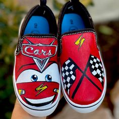 Custom Cars Pixar Disney Shoes Perfect Gift To A Friend, Family, Or Go Ahead And Spoil Your Own Little One! Definitely Worth It Brand New Shoes W/Tag Nation Wonder Brand Shoes - Hand-Painted With Love And Care - Paint Will Not Crack Or Chip - Clean If Needed, Paint Will Not Wash - Brand New Shoes - 1-3 Weeks Process If You Do Not See Your Size, Please Ask. I May Have It Back In Stock! If You Have Any Questions, Please Do Not Hesitate To Ask! :) Thank You For Visiting! Be Sure To Follow! Toy Story Painted Shoes, Disney Custom Shoes, Custom Baby Shoes, Cars Pixar, Customized Shoes