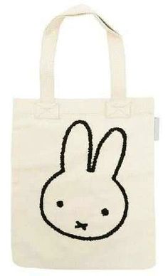 a white bag with a rabbit drawn on it