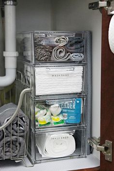 the drawers are organized and ready to be used as storage for towels or other items