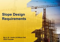 a yellow background with the words slope design requirements written in blue and white on it