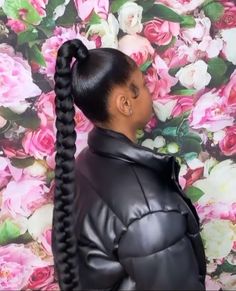 Slicked Up Ponytail Weave, High Slick Braid Ponytail, High Top Braided Ponytail Black Women, High Braid Ponytail For Black Women, One Long Braid Ponytail, Long Ponytail Braid Black Women, One Braided Ponytail Hairstyles, One Big Braid Ponytail, High Ponytail Braid Black Women