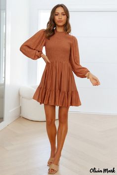 Color: Brick-Red, Size: XL Rose Mini Dress, Tale Dress, Curved Hem Shirt, Chiffon Ruffle Dress, Batwing Sleeve Sweater, Neck Bodycon Dress, Pleated Maxi Dress, Pleated Maxi, Chiffon Ruffle