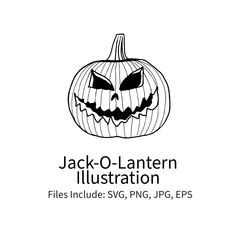 jack - o - lantern illustration files include svg, png, jpg, eps