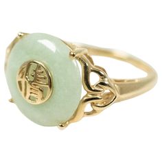 Such a lovely hue of green! This jade disc measures 0.47" in width. Ring Turquoise, Jade Ring, Turquoise Rings, Gold Ring, Cookie Recipes, Band Rings, Jade, Gold Rings, Jewelry Rings