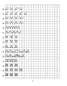 a cross stitch pattern with arrows and numbers on the graph paper, as well as an arrow