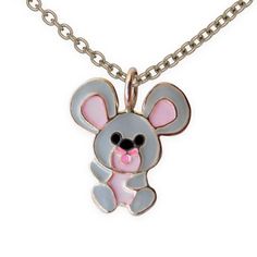 Cute Mouse Pendant Necklace for Children | Sterling Silver Anchor Chain | Adjustable Length for Growing Kids This adorable 925 Silver dainty necklace with cute mouse pendant for girls features a beautifully crafted anchor chain made of sterling silver. The pendant showcases a pretty mouse design with colorful cold enamel detailing, created with epoxy resin enamel. - Chain adjustable from 41 to 44 cm with an extension chain - Chain thickness: 1 mm - Pendant dimensions: 7 x 9 mm (height x width) T Novelty Nickel-free Pendant Necklace, Nickel-free Pink Pendant Charm Necklace, Cheap Silver Charm Necklace With Cat Design, Mouse Necklace, Cold Enamel, Cheap Silver Cat Design Charm Necklace, Chain Women, Necklace With Pendant, Anchor Chain