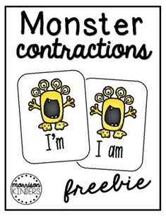 two cards that say i am freebie and monster