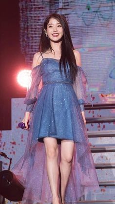 Iu In Dresses, Iu Dress, Luna Fashion, Lee Jieun, Iu Fashion, Sling Dress, Stage Outfits, Kpop Fashion