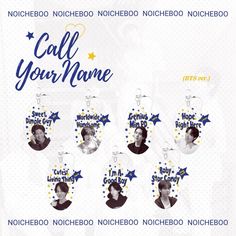 an advertisement for the campaign called call your name, featuring four people in blue and yellow stars