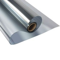 a roll of aluminum foil is shown on the white background, it's silver and shiny