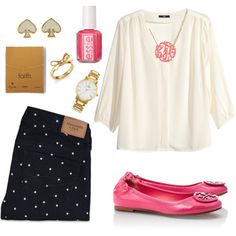 Tory + Dots Summer Outfits Polyvore, Shoes And Accessories, Preppy Style, Passion For Fashion, White Shirt, Autumn Winter Fashion, Ballet Flats, Dress To Impress