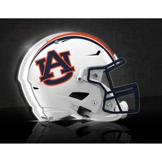 an auburn helmet is shown against a black background