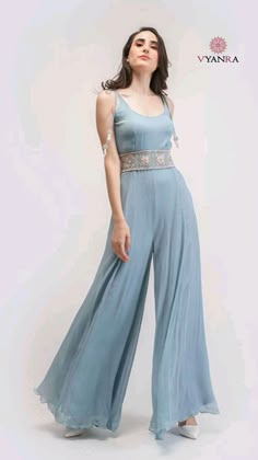 Ruffle Blouse Designs, Simple Frock Design, Chiffon Jumpsuit, Dusk Blue, Pakistani Fancy Dresses, Everyday Fashion Outfits