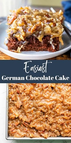 german chocolate cake with frosting and nuts on top