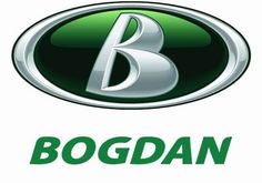 the logo for bogdan is shown in green and white letters on a white background