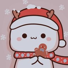 Cute gingerbread holding with scarf sharing Bff Christmas, Dear Daniel, Peach And Goma, Chibi Cat, Anime Christmas, Hello Kitty Christmas, Sugar Cake