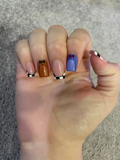 Fnaf Nails Fnaf Nails Acrylic, Security Breach Nails, Gravity Falls Nail Art, Silly Nail Designs, Gravity Falls Nails, Sonic Nails