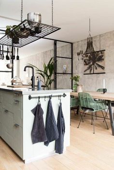 the kitchen is clean and ready to be used as a dining room or living room