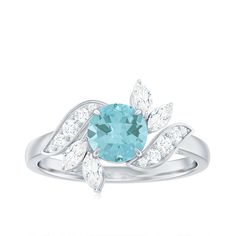 Product Details Declare your love with this exquisite Leaf Engagement Ring, featuring a 6 MM Round Shape Sky Blue Topaz set in a Claw Setting, and adorned with Round and Marquise Cut Diamond. The ring is expertly crafted from Solid Gold, creating a luxurious and timeless piece that symbolizes your commitment to each other. The Leaf design adds a touch of nature-inspired beauty to the ring, making it a perfect choice for any nature-loving bride-to-be. The Sky Blue Topaz is known for its calming and soothing energy, while the Diamond adds a dazzling touch of sparkle. This ring is a beautiful representation of your love and devotion to each other. Product Information SKU SHP-RINGS0821202029 Width 4 mm Height 12 mm Weight 2.24 gm (Approximate) SKY BLUE TOPAZ INFORMATION No.of Stones 1 Pieces T Swiss Blue Topaz Engagement Ring, Magical Love, Swiss Blue Topaz Ring, Flower Engagement, Leaf Engagement Ring, Flower Engagement Ring, Ring Making, Claw Setting, Ring With Diamond