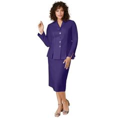 Roaman's Women's Plus Size Petite Two-Piece Skirt Suit With Shawl-Collar Jacket .This energetic set will wow everyone at the office. A long shawl collar jacket with two front buttons tops a pull-on sheath skirt with button-trimmed pockets. It's an instant matching look that makes getting dressed for work a snap. Jacket: 27.5" length; skirt: 26" length. Petite jacket: 25.5" length; Petite skirt: 24" length.Poly/rayon/spandexMachine washImported. About the brand: Roamans is known for our fashionab Shawl Collar Jacket, Dress Pant Suit, Long Shawl, Sheath Skirt, Plus Size Two Piece, Skirt Suit Set, Outwear Women, Getting Dressed, Petite Jacket