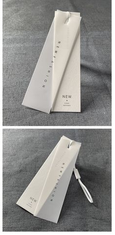 two photographs of the inside and outside of a white paper bag with zippers on it