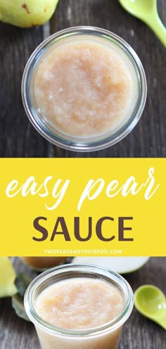 an easy pear sauce recipe in two small jars