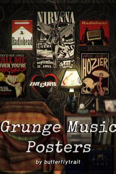 Add some serious edge to your Sims’ spaces with these epic Sims 4 grunge CC music posters! Featuring iconic bands and moody vibes, they’re perfect for creating an alternative, rock-inspired aesthetic. These posters have completely transformed my builds into the ultimate underground hangouts. And don’t miss the rest of this grunge CC list—it’s packed with the best clothes, furniture, and decor for that effortlessly cool look! Ts4 Grunge Furniture, Ts4 Cc Furniture Grunge, Punk Sims 4 Cc, Sims 4 2000s Cc, Sims 4 Grunge Cc, Grunge Artist, Grunge Decor, Alt Posters, Clothes Furniture