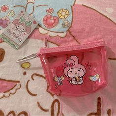 New With Tags Sanrio Puroland Japan Small Bag With Zipper Puroland Japan, Sanrio Puroland, Sanrio Accessories, Bag With Zipper, My Melody, Coin Pouch, Key Card Holder, Clear Plastic, Small Bag