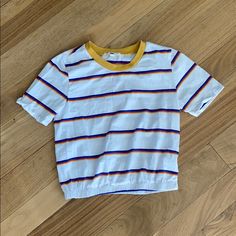 Vans Striped Tee Cinched At Bottom. Never Worn And Super Cute. Size- S Vans Blue Short Sleeve Tops, Blue Short Sleeve Vans Top, White Short Sleeve Vans Tops, Vans Cotton Summer Tops, Vans Cotton Tops For Summer, Blue Cotton Vans Top, Blue Cotton Vans Tops, Vans Summer Crew Neck Tops, Vans Crew Neck Summer Tops