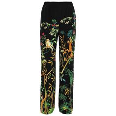 New Alberta Ferretti Black Silk Jungle Printed Wide-Leg Pants Designer size - 44 100% Silk, Printed, Wide-Leg and High-Rise Cut, Partially Elasticated Waistband, Two Side Pockets. Concealed hook, Button and Zip Fastening at Front, Non-stretchy Lightweight Fabric. Measurements: Length - 45 inches, Waist - 30 inches. Made in Italy. New with tag. Listing code: 08201954580245958 Jungle Outfit, Tuxedo Jumpsuit, Purple Long Dress, Black Ruffle Skirt, Vintage Tuxedo, Silk Wide Leg Pants, Jeans Outfit Women, Slim Aarons, Short Models