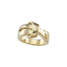 a gold ring with two intertwined rings on the front and back of each band