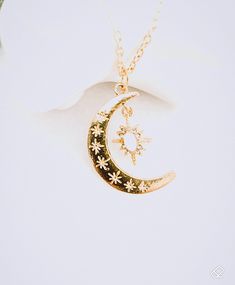 "Moon and Opal Star Necklace, Celestial jewelry, Crescent Moon and Star Vintage Necklace, Vintage Gold Crescent Necklace, Gift for Her Beautiful simple and everyday necklace~ Elegant crescent moon and star necklace DESCRIPTION: Necklace lengths 18+2\" extender inches." Moon Phase Star Shaped Jewelry Gift, Celestial Crescent Jewelry With Star Charm, Moon Shaped Jewelry With Star Charm For Gifts, Gold Moon Phase Star Jewelry, Gold Star Jewelry With Moon Phase Detail, Gold Star-shaped Jewelry With Moon Phase Detail, White Star-shaped Jewelry With Moon Charm, Dainty Crescent Jewelry With Star Charm, Dainty Crescent-shaped Jewelry With Star Charm