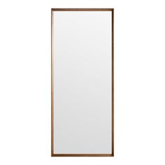 a mirror that is on the wall in front of a white background with a brown frame