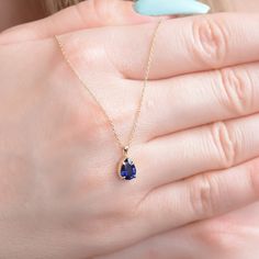 Solid Gold Blue Sapphire Necklace, Genuine Pear Cut Blue Sapphire Necklace, Blue Sapphire Solitaire Necklace, Dainty Sapphire Necklace 💎 Gold K: 14K or 18K Solid Gold - 1.85 Gram 💎 Custom Gold Color: Rose Gold, Yellow Gold, White Gold 💎 Pear Shape Sapphire: 1 Pcs 7x5 MM  💎 Total Sapphire Ctw: 0.85 Ctw Natural 💎 Sapphire Color : Blue  💎 Setting Type: Prong  💎 Certified Item 💎 Product Code: MR0015230  📎 If you have questions about this product, you can contact me. I will get back to short Fine Jewelry Sapphire Teardrop Necklace, Teardrop Sapphire Necklace In Fine Jewelry Style, Blue Tanzanite Teardrop Jewelry, Fine Jewelry Sapphire Teardrop Pendant, Sapphire Teardrop Pendant Fine Jewelry, Tanzanite Briolette Necklace Gift, Briolette Tanzanite Necklace For Gift, Sapphire Gemstone Pear-shaped Necklace, Sapphire Pear-shaped Necklace For Anniversary