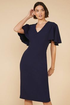 Midi Cape Dress Oasis Dress, Oasis Fashion, Cape Dress, Fashion Face, Quick Delivery, Dark Navy, Dress Collection, Oasis, Dresses Midi