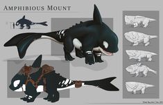 the concept art for orca mount, an animated creature