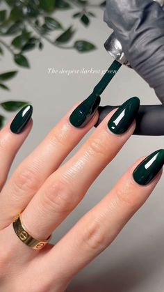 Are you looking for cute fall nails that you can recreate in the salon? If so, you need to see this post!   #fallnails #autumnnails #nailart #naildesigns #nailinspiration #nailsofinstagram #nailsoftheday #nailswag  #nailgoals #nailtrends #nailfashion #nailaddict #naillove #nailstagram #nailspiration #nailsonfleek #nailstyle Fall Nails Minimalist Design, Single Color Manicure, Dark January Nails, Dark Almond Nails Fall, Oval Nails Fall Colors, Winter Color Nails Gel, Plain Coloured Nails, Almond Nails Dark Colors, Dark Green Sparkly Nails